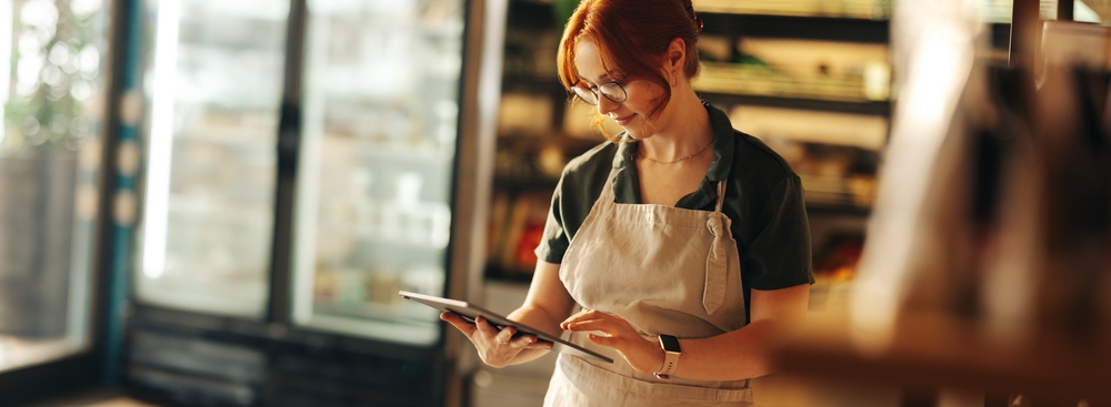 A small business owner at work
